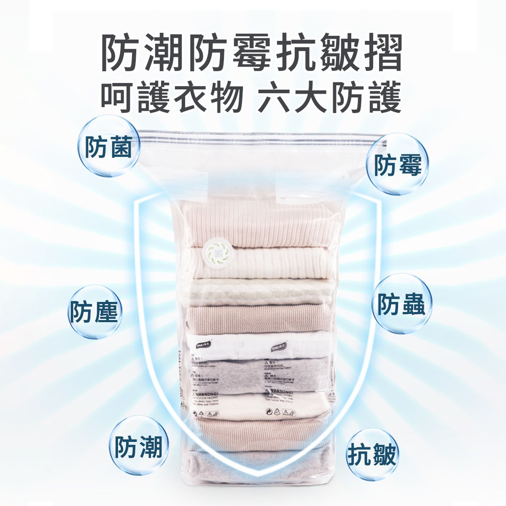 防潮防霉抗皺摺呵護衣物 六大防護防菌防塵防霉)防蟲(防潮WARNING抗皺
