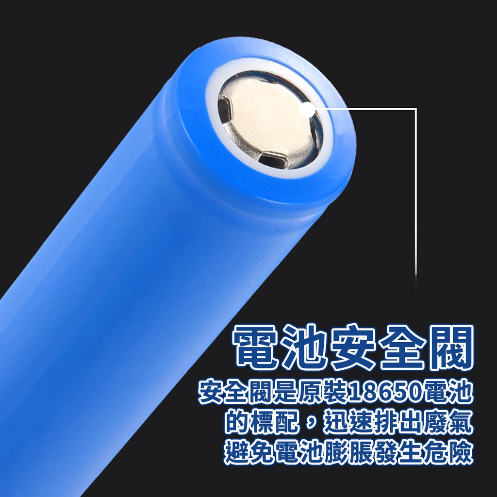 電池是原裝18650電池的標配。迅速排出廢氣避免電池膨脹發生危險