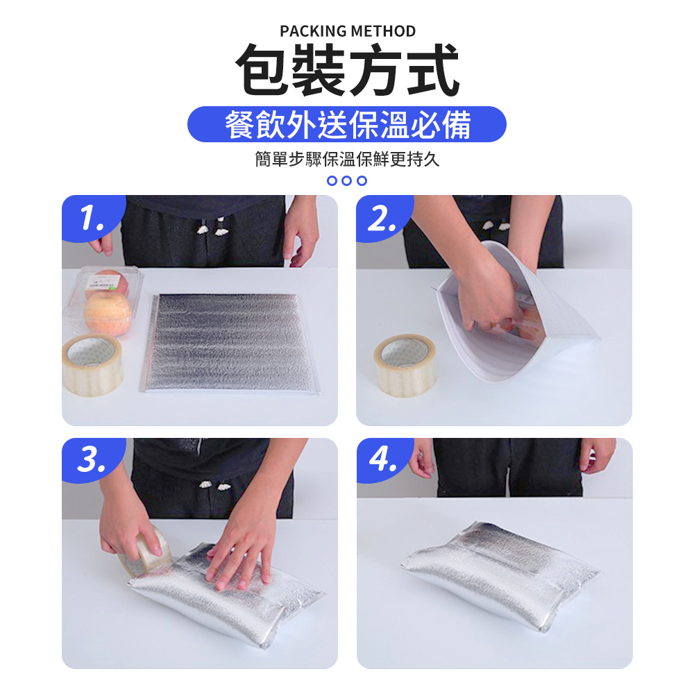 1PACKING METHOD包裝方式餐飲外送保溫必備簡單步驟保溫保鮮更持久2.3.4.